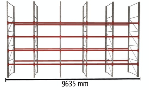 META Pallet rack MULTIPAL for 50 pallets, 9635 mm wide, 5 storage levels