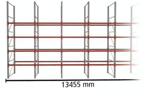 META Pallet rack MULTIPAL for 70 pallets, 13455 mm wide, 5 storage levels