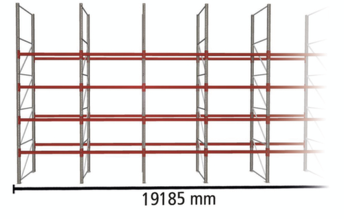 META Pallet rack MULTIPAL for 100 pallets, 19185 mm wide, 5 storage levels