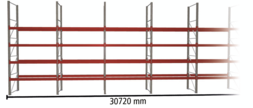 META Pallet rack MULTIPAL for 165 pallets, 30720 mm wide, 5 storage levels