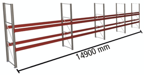 META Pallet rack MULTIPAL for 48 pallets, 14900 mm wide, 3 storage levels