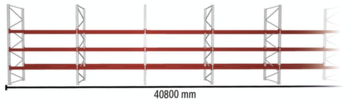 META Pallet rack MULTIPAL for 176 pallets, 40800 mm wide, 4 storage levels