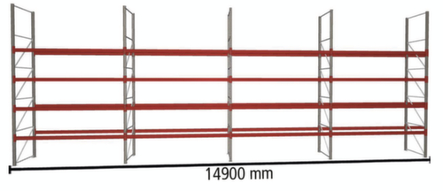 META Pallet rack MULTIPAL for 80 pallets, 14900 mm wide, 5 storage levels