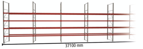 META Pallet rack MULTIPAL for 200 pallets, 37100 mm wide, 5 storage levels