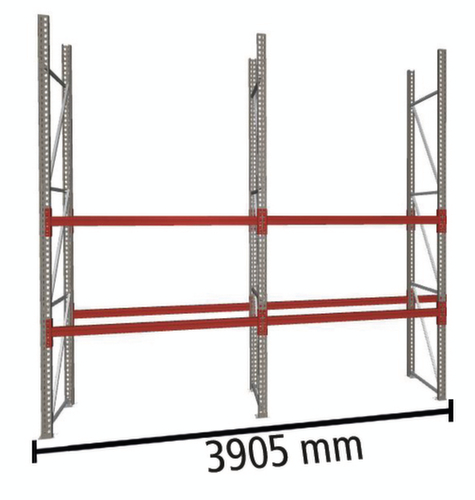 META Pallet rack MULTIPAL for 18 pallets, 3905 mm wide, 3 storage levels