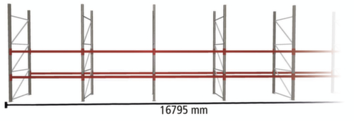 META Pallet rack MULTIPAL for 54 pallets, 16795 mm wide, 3 storage levels