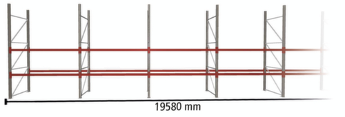 META Pallet rack MULTIPAL for 63 pallets, 19580 mm wide, 3 storage levels