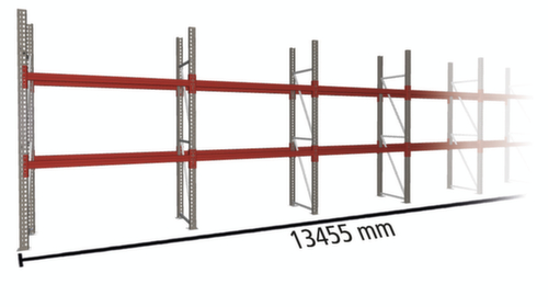 META Pallet rack MULTIPAL for 21 pallets, 13455 mm wide, 3 storage levels