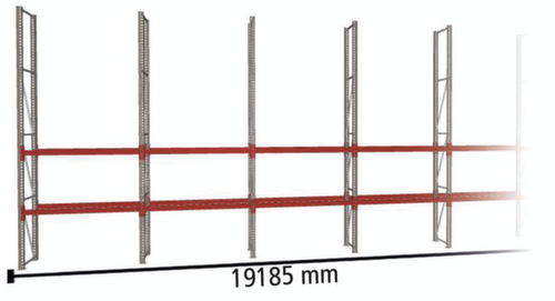 META Pallet rack MULTIPAL for 40 pallets, 19185 mm wide, 4 storage levels