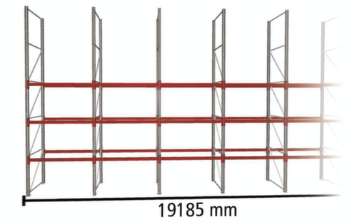 META Pallet rack MULTIPAL for 40 pallets, 19185 mm wide, 4 storage levels
