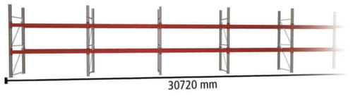 META Pallet rack MULTIPAL for 66 pallets, 30720 mm wide, 3 storage levels