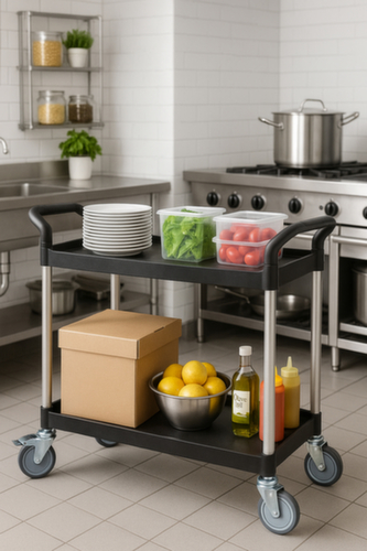 UDOBÄR Plastic shelf trolley 793x510 mm, load capacity 180 kg, 2 Shelves