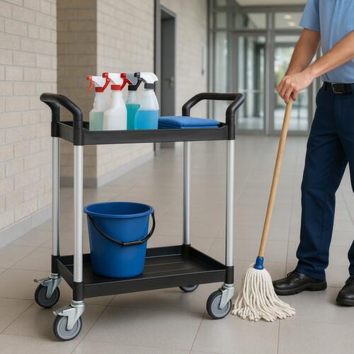 UDOBÄR Plastic shelf trolley 793x510 mm, load capacity 180 kg, 2 Shelves