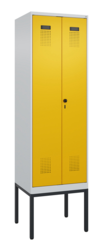 C+P Black and white locker Evolo PLUS with double compartment and base frame
