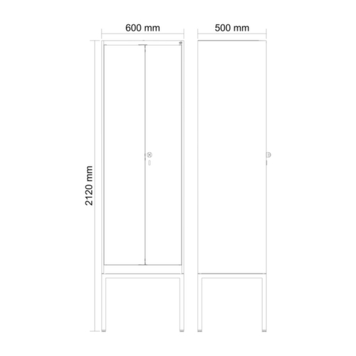 C+P Black and white locker Evolo PLUS with double compartment and base frame