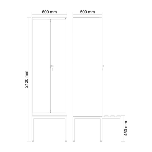 C+P Black and white locker Evolo PLUS with bench