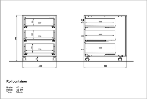 Mobile pedestal GW-MONTERIA with top shelf with safety glass support
