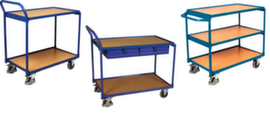 VARIOfit Table trolley with wooden shelves
