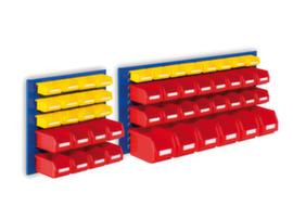 Slotted shelf with open-fronted storage bins