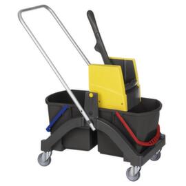 Vermop Wet mop trolley set with 10 wide mops, 2x17 l Bucket in red/blue