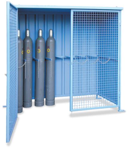 Gas cylinder depot with mesh hinged doors