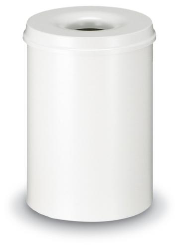 Self-extinguishing steel waste bin