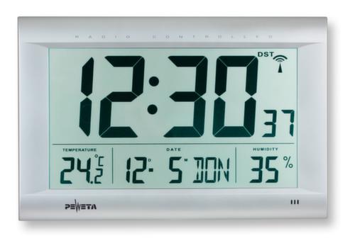 PEWETA Digital radio-controlled wall clock, LC display, height x width 270 x 410 mm