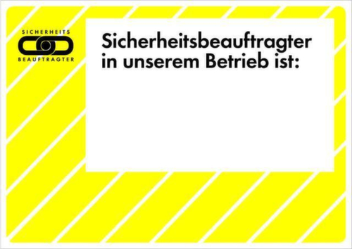 Notice SafetyMarking® for operation, "Safety specialist in our company is: + Free text"