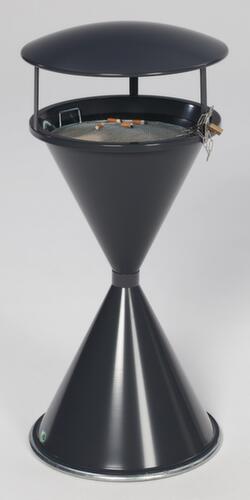 Pedestal ashtray with roof, RAL7021 Black gray