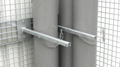 Gas cylinder depot with mesh hinged doors