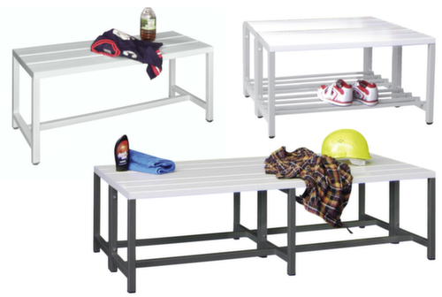 PAVOY Changing room bench Basis with hooks and plastic rails