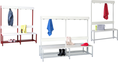 PAVOY Changing room bench Basis with hooks and plastic rails