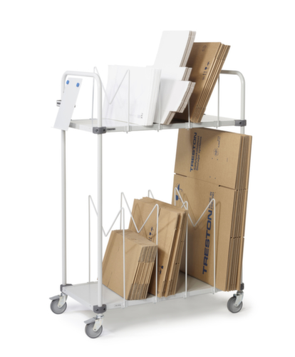 Treston Cardboard trolley with 2 shelves and M divider brackets, load capacity 150 kg, loading area 1000 x 430 mm