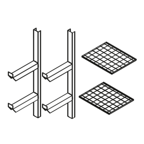 Grid shelving for hazardous goods containers, width x depth 600 x 500 mm