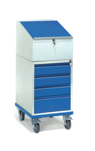 fetra Mobile desk with drawers, RAL7035 light gray/RAL5007 Brilliant blue