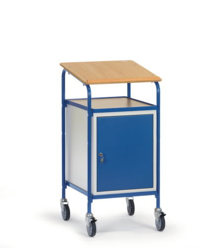 fetra Mobile desk with cabinet, RAL5007 Brilliant blue/RAL5007 Brilliant blue