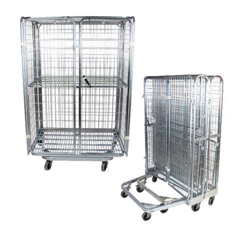 Nestable safety roll container nestainer® with double wing door