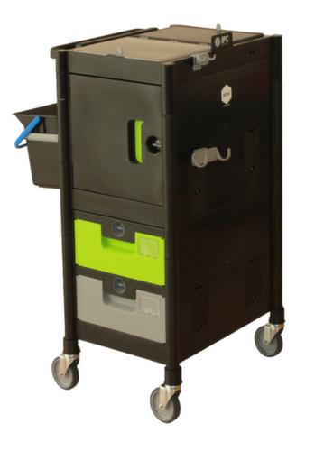 Harema Cleaning trolley Black is Green Brix Compact with cupboard and drawers, 2x6 l Bucket in black