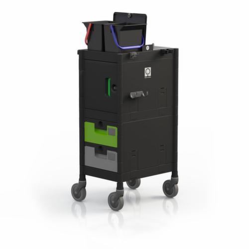 Harema Cleaning trolley Black is Green Brix Compact with cupboard and drawers, 2x6 l Bucket in black