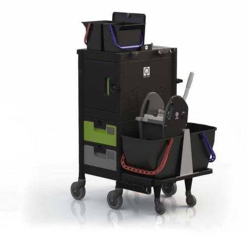 Harema Wet mop trolley Black is Green Brix Office with mop press and bin liner holder, 2x15 l Bucket in black