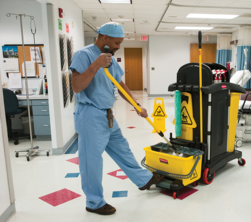 Rubbermaid Lockable cleaning trolley Hygen with bin liner