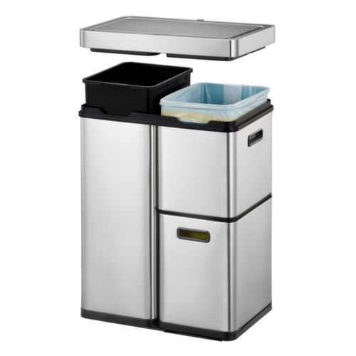 Stainless steel recycling bin EKO Mirage Plus with sensor lid, Capacity 1 x 14 l/1 x 14.5 l/1 x 30 l