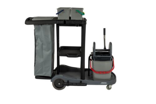 Cleaning trolley with 120-liter bag and mop press, 4x4 l/2x17 l Bucket in red/blue/green/yellow
