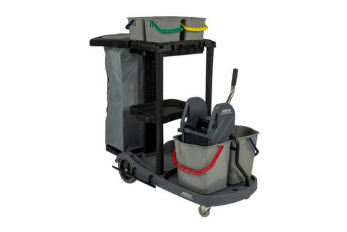 Cleaning trolley with 120-liter bag and mop press, 4x4 l/2x17 l Bucket in red/blue/green/yellow