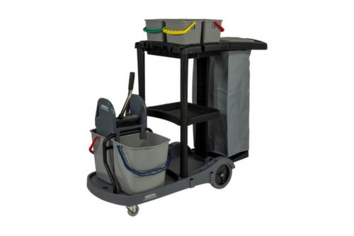 Cleaning trolley with 120-liter bag and mop press, 4x4 l/2x17 l Bucket in red/blue/green/yellow