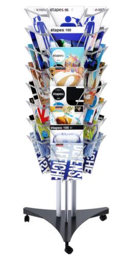 Paperflow Mobile brochure turntable Filario, 24 Shelves, frame silver/black