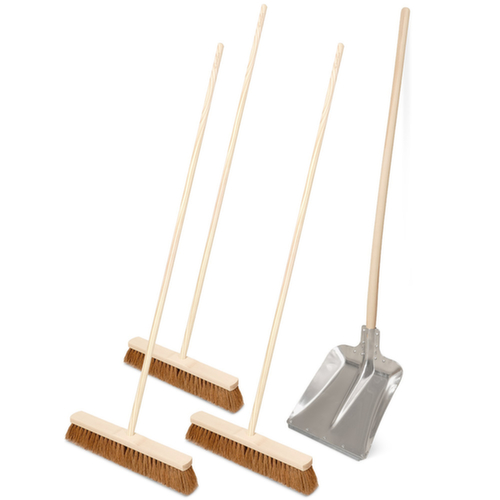 Broom set with aluminum shovel