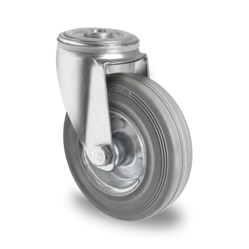 Cascoo Back hole castor, load capacity 100 kg, Solid rubber tires