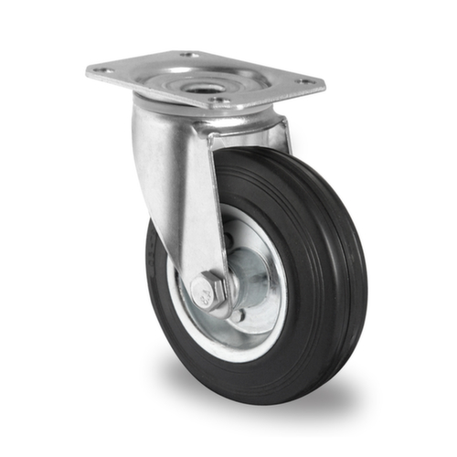 Cascoo Swivel castor, load capacity 100 kg, Solid rubber tires