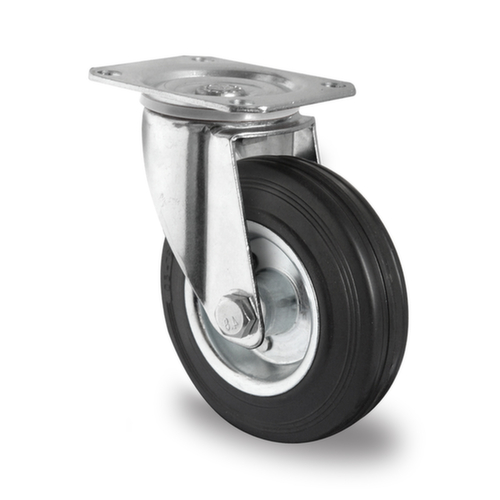 Cascoo Swivel castor, load capacity 135 kg, Solid rubber tires